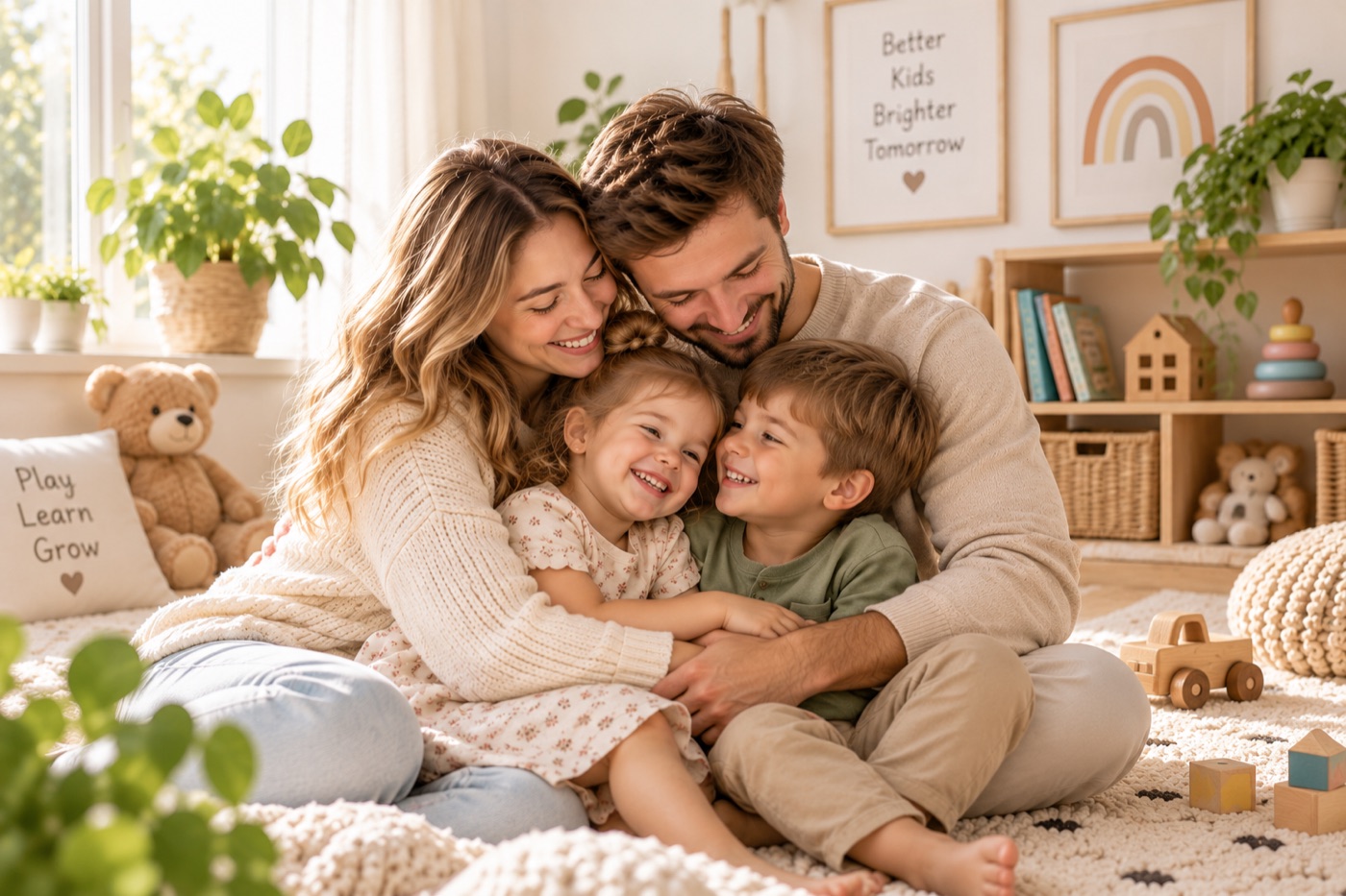 Ģimene spēlējas kopā ar Eva Kids rotaļlietām